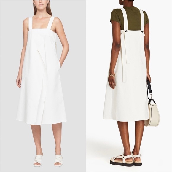 3.1 PHILLIP LIM Draped Square Neck Structured Cotton Sleeveless Midi Dress 10 - Picture 4 of 14